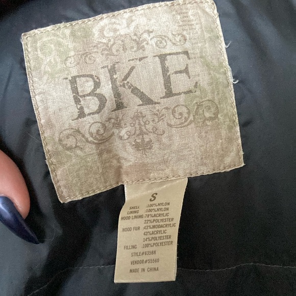 BKE Bomber Jacket | Lots of POCKETS ! | Womens sz Small | Grey | Faux Fur Hoodie - Picture 11 of 11